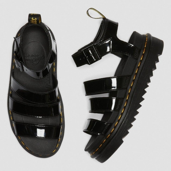 New! Dr. Martens Blaire Black Patent Leather Strap Sandals EU 38 - Picture 3 of 16